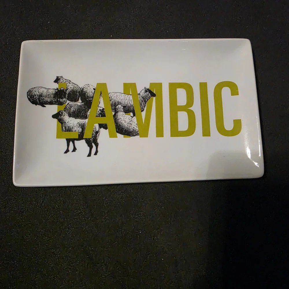 LAMBIC Decorative Ceramic Tray in White and Olive